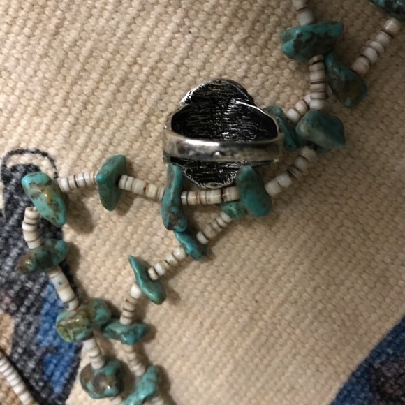 Turquoise and silver-tone Ring - Picture 3 of 3